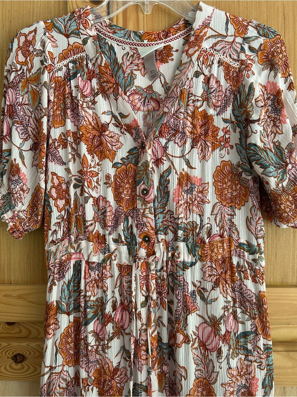 Knox Rose Cream Maxi Dress with Rust & Pink Floral Print Sz XS - Picture 2 of 4